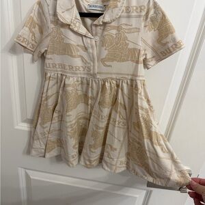 Burberry Beige Logo-Print Short Sleeve Girls' Dress